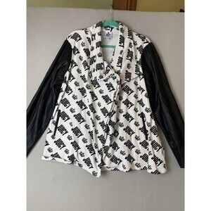 Juicy Couture Jacket Womans XXL Open Crown Jewel Black White Faux Leather